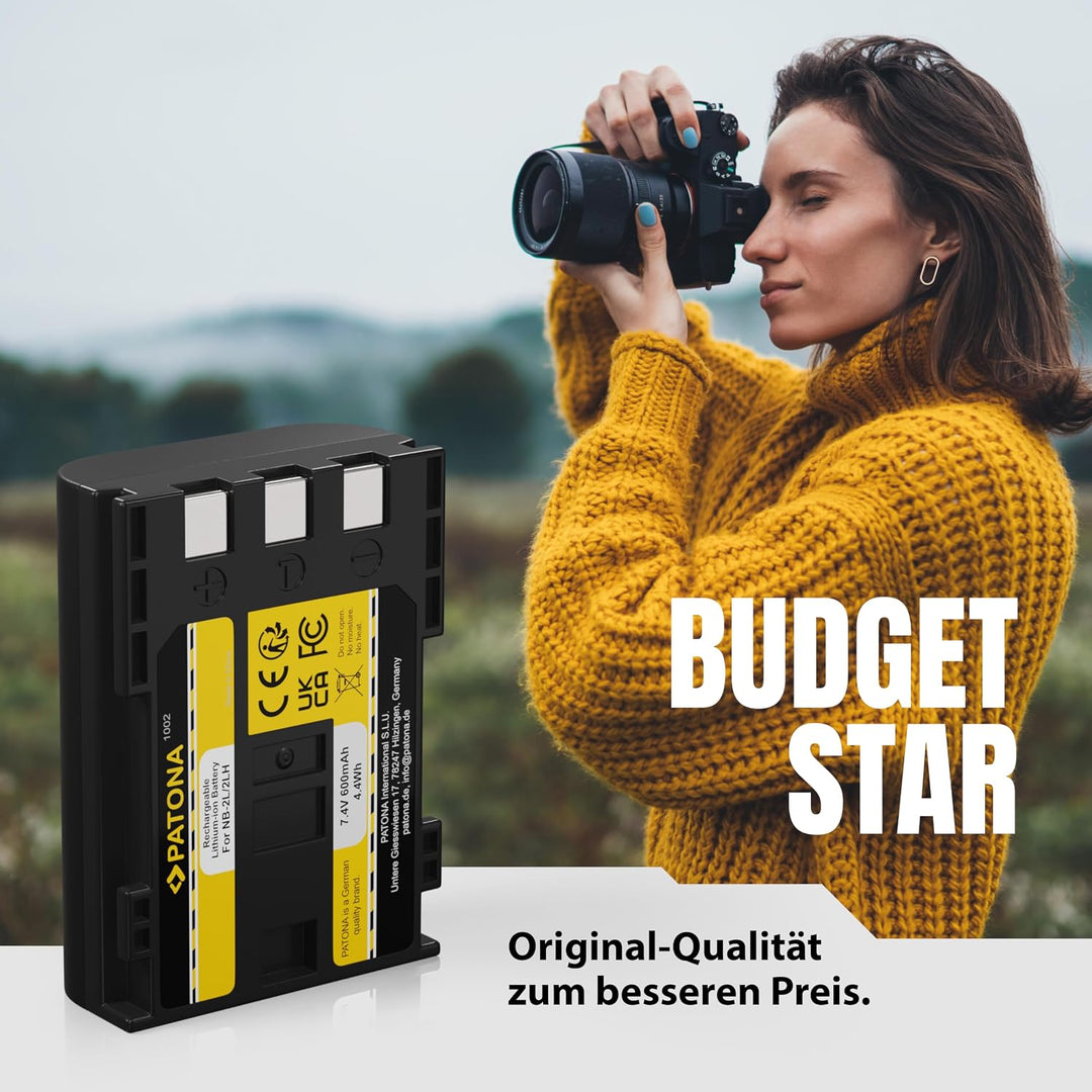 PATONA 2X Akku Ersatz für Canon NB-2L, NB-2LH Battery Pack 600mAh 4.4Wh | Ersatzakku für EOS 350D 40
