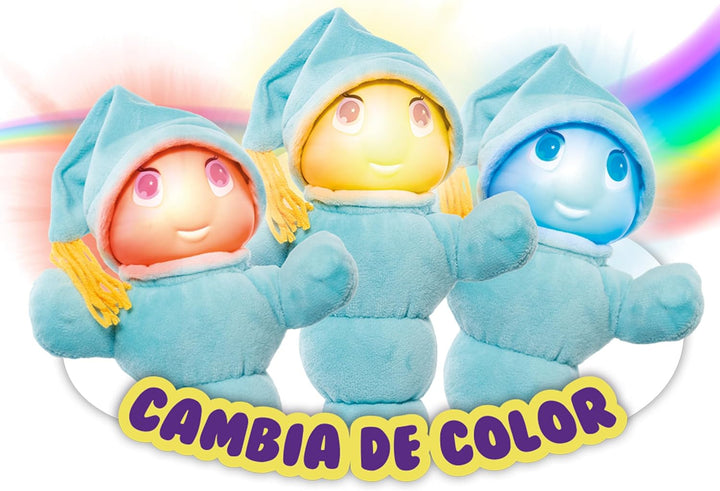 MOLTO | Gusy Luz® Blauer Regenbogen, Kinder-Nachtlicht, Klassische Schlafpuppe, 2 Schlaflieder zum T