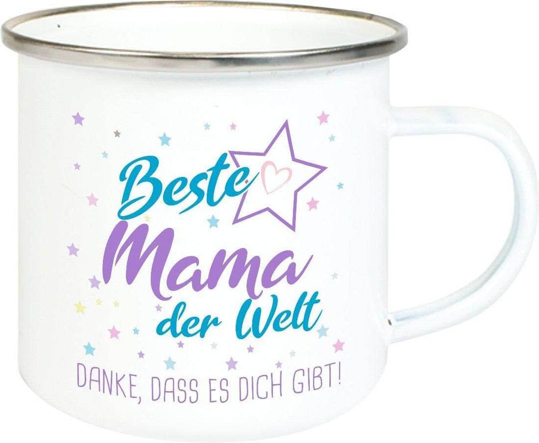 ShirtInStyle, Emaillen Tassenset beste Mama, bester Papa der Welt, danke das es dich gibt! Farbe wei