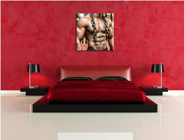 Traumhafter Männerkörper, Format: 70x70 auf Leinwand, XXL riesige Bilder fertig gerahmt mit Keilrahm