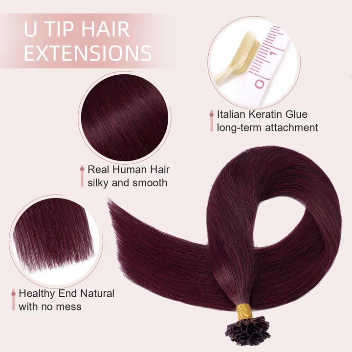 Haarteile Echthaar Bonding Extensions Echthaar 1g Keratin U-Tip Haarverlängerung Glatt Hair Extensio