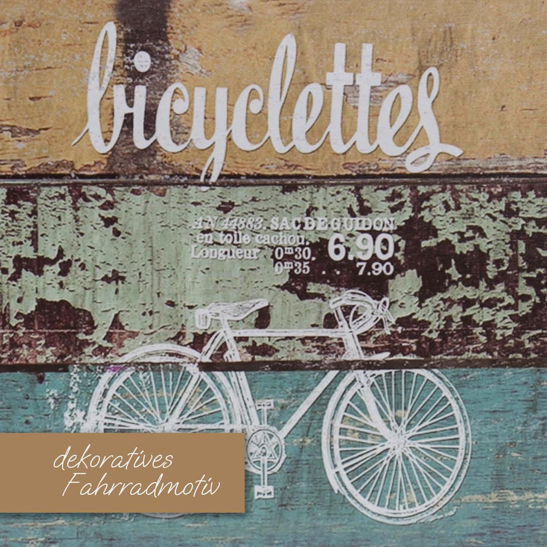 HMF VKO206 Vintage Koffer aus Holz | 25 x 21,5 x 8,5 cm | Klein | Deko Fahrrad 25 cm, 25 cm