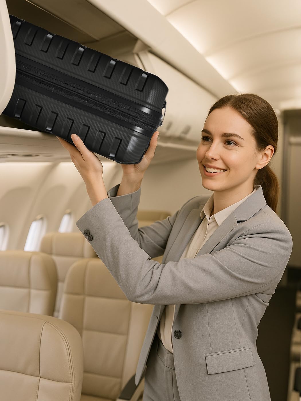 Smartbox Kabinenkoffer mit Laptopfach 36x22x55 cm, Handgepäck Koffer mit Frontöffnung, Leichter Hart