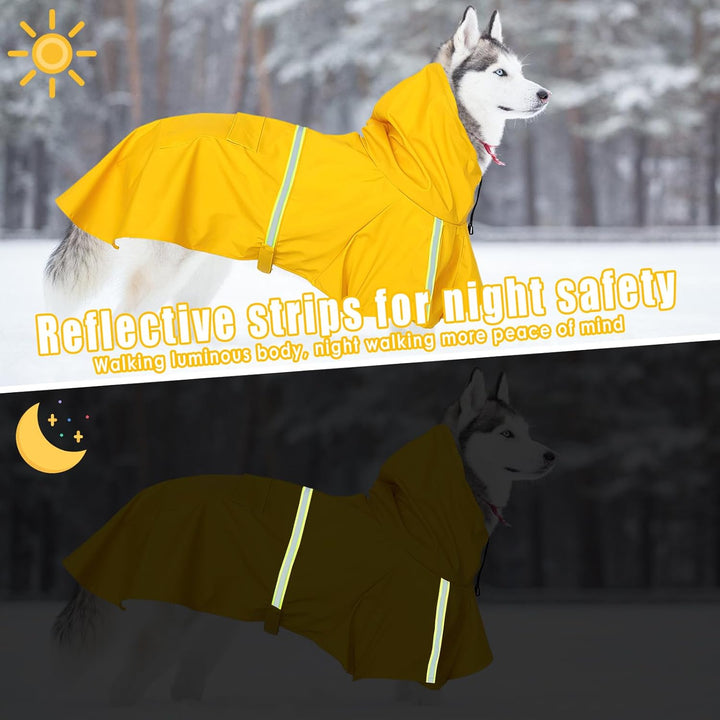 Regenmantel für Hunde, SilverChry Regenjacke für Hunde, Wasserdicht mit Kapuze, Atmungsaktiv, Wasser