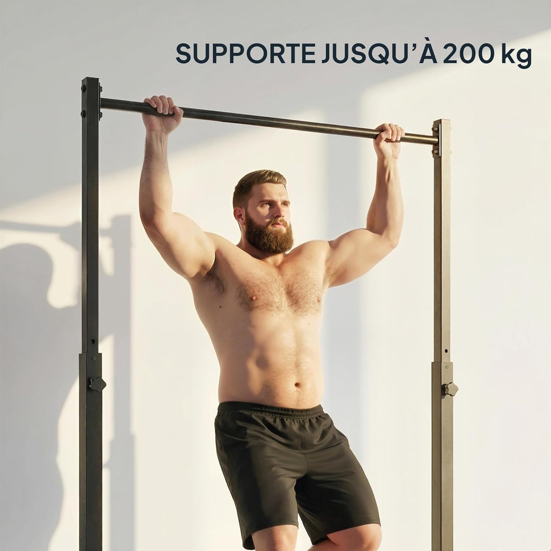 Soozier Tragbare Klimmzugstation 8-stufig verstellbar 440LBS Schwarz | Klimmzugstange, multifunktion