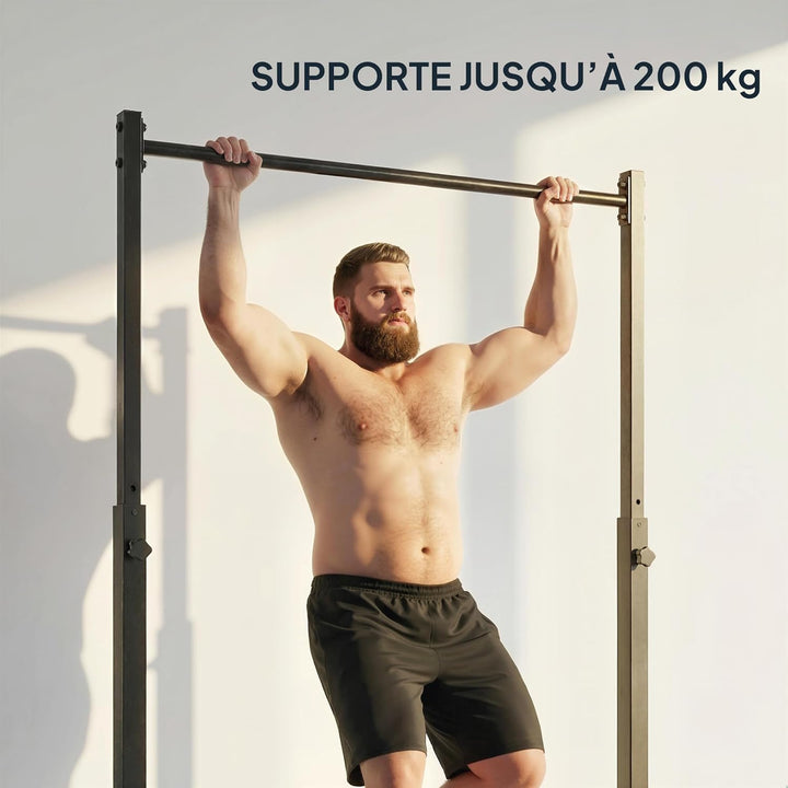 Soozier Tragbare Klimmzugstation 8-stufig verstellbar 440LBS Schwarz | Klimmzugstange, multifunktion