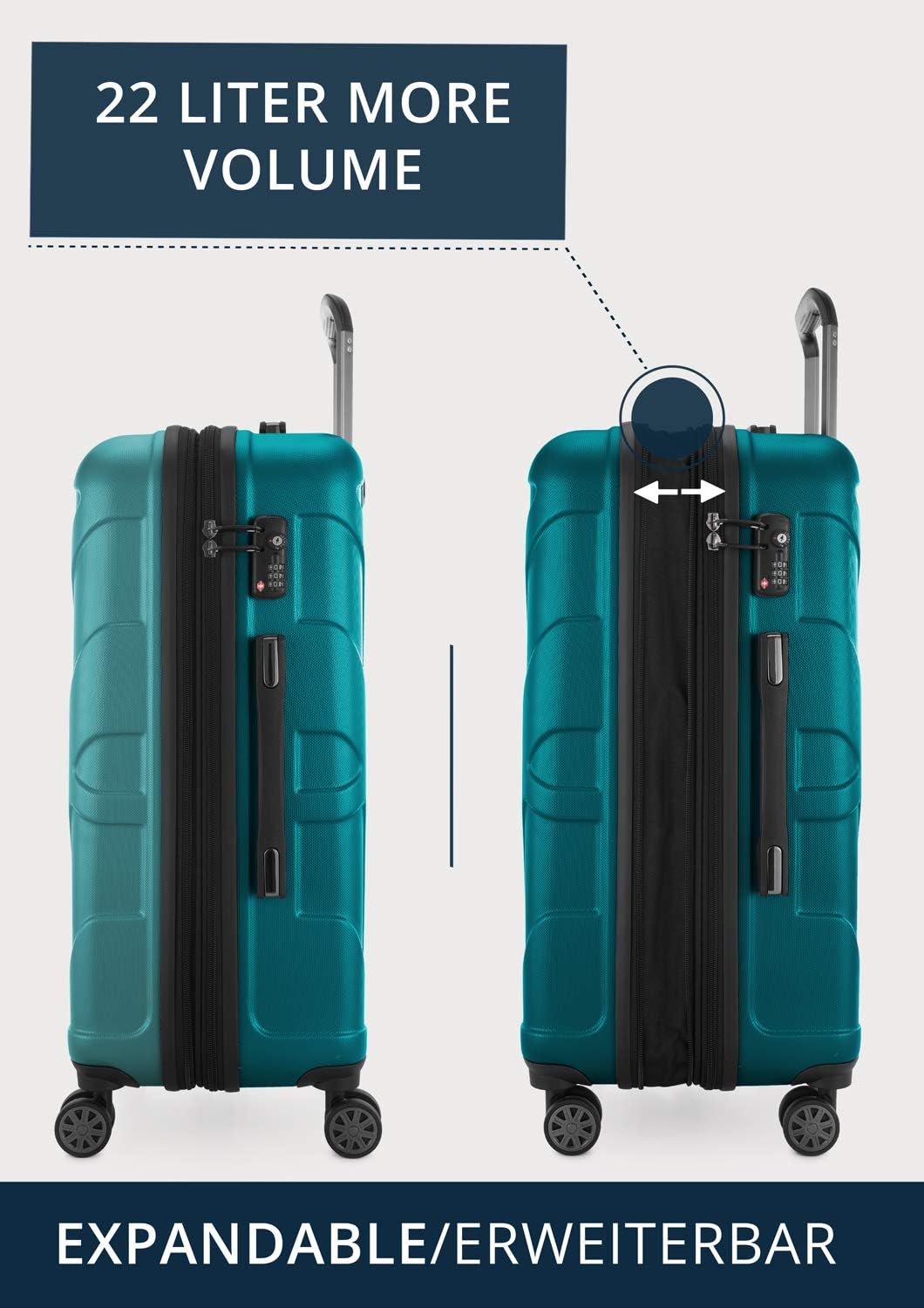 suitline - Mittelgro√üer Koffer, TSA, 66cm, Gr√∂√üe M, Aquagr√ºn Aquagrün 66 cm, Aquagrün 66 cm