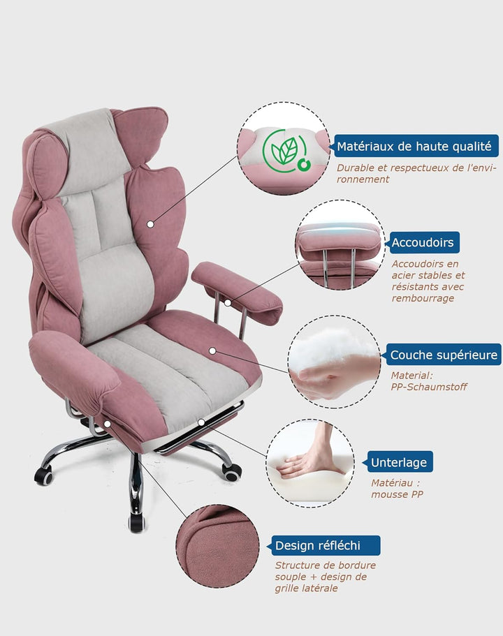 GTPLAYER Gaming Stuhl, Gamer Stuhl, Ergonomischer Bürostuhl mit Fussstütze, Stoffoberfläche, Federsi