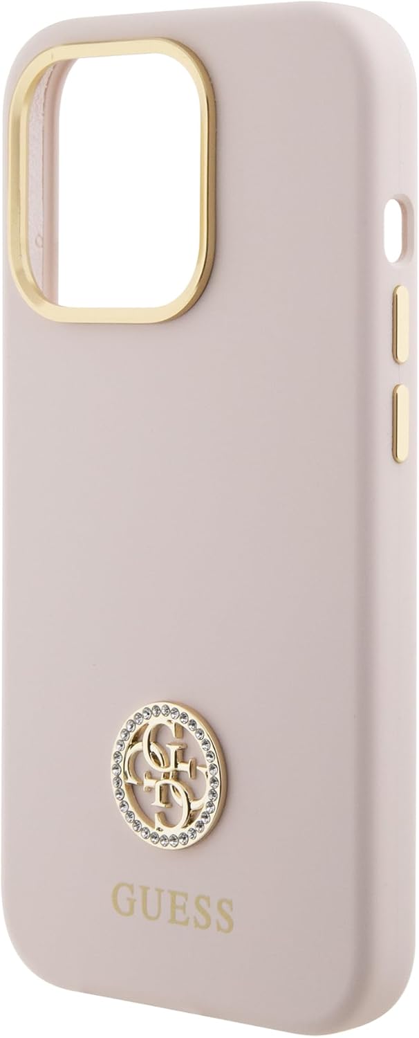GUESS GUHCP15XM4DGPP Hülle für iPhone 15 Pro Max 6.7" Rosa hardcase Silicone Logo Strass 4G
