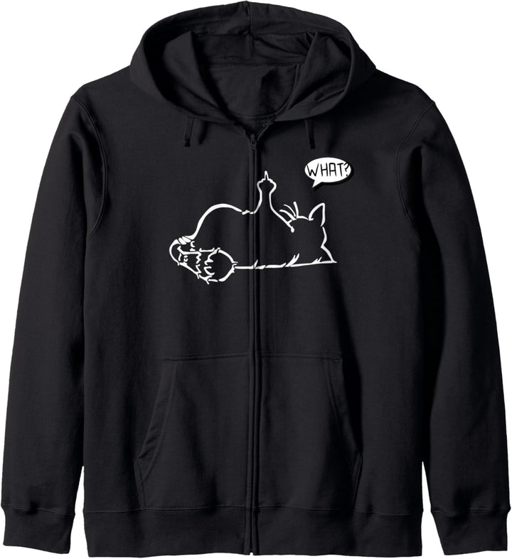 faule Katze Statement Spruch - What? - Katzen Kapuzenjacke