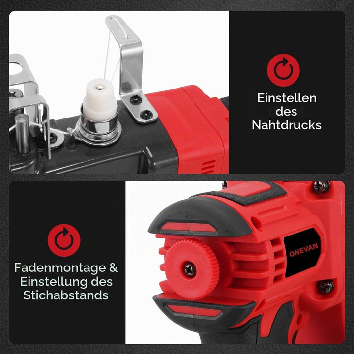 ONEVAN Elektrische Sacknähmaschine-210W Kupfermotor, Akku-betrieben, für Gewebesack, Jutesack &amp; Kraf