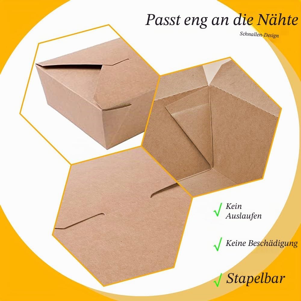 Kraftpapier Lunchbox, 25 Stücke Kraftkarton Snackboxen, Take Away Box, Öl und Wasserdicht, für Sandw