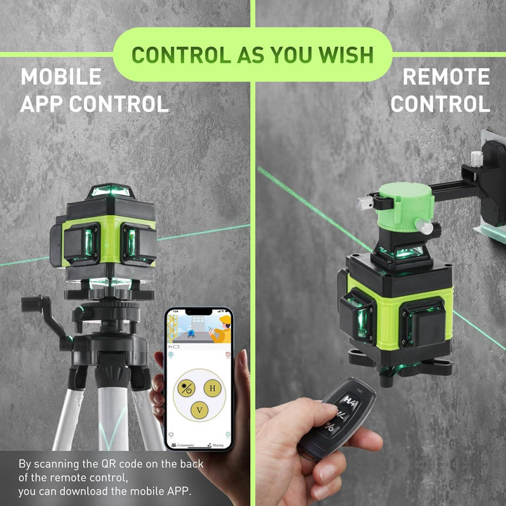 Weytoll Kreuzlinienlaser mit Stativ, 16 Line Laser Level IP54 Wasserwaage, 2400mAh Akku*2, mit Teles