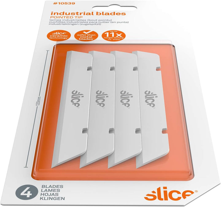 Slice 10539 | Industrieklingen Spitz 4 Stück | 12cm Kantenlänge | Für Slice Industrie-Cuttermesser |