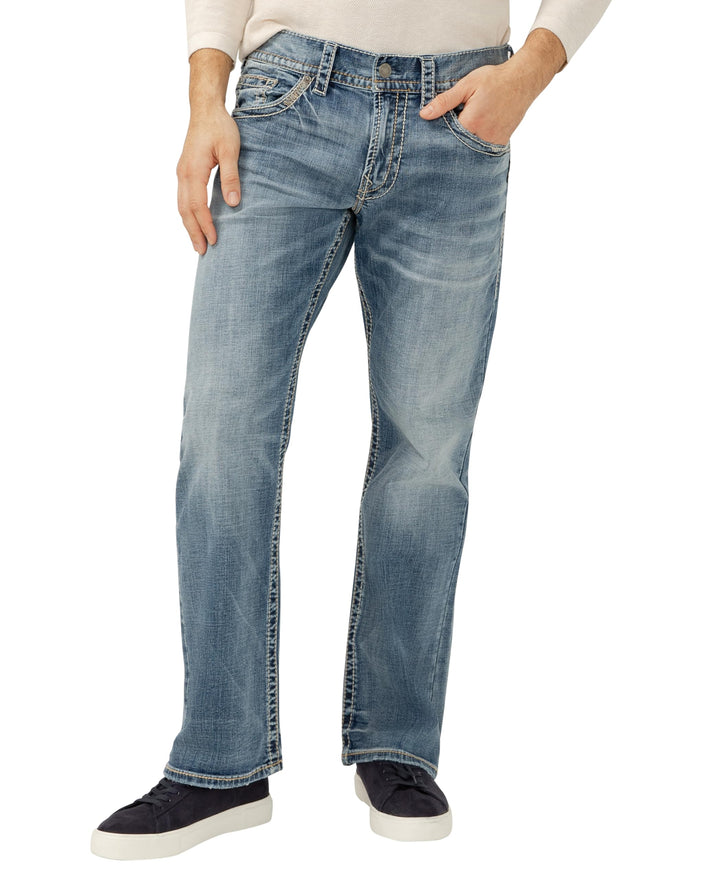 Silver Jeans Co. Herren Men's Zac Relaxed Fit Straight Leg Legacy Jeans 28W / 32L Helles Indigoblau,