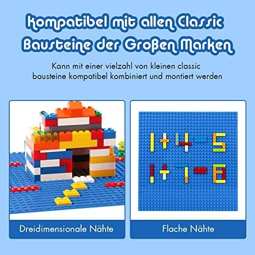 Lekebaby 12 Platten-Set Bauplatte Kompatibel mit Meisten Marken, 25 * 25cm, Grüne Blaue Graue Grundp