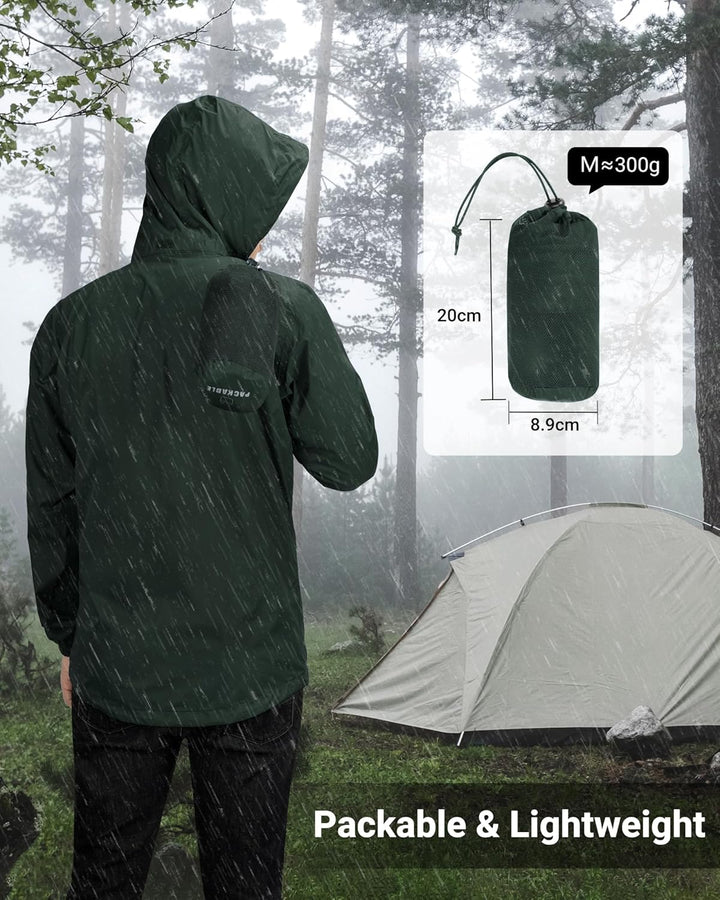 Outdoor Ventures Regenjacke Herren Wasserdicht Ultraleichte Dünne Faltbare Regenmantel Atmungsaktiv