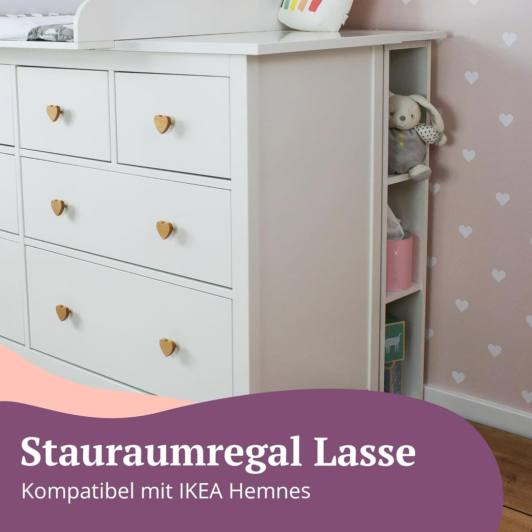Puckdaddy Lasse | Stauraumregal kompatibel mit Hemnes Kommoden | 19x30x93cm | Holzstärke: 2cm | Rega