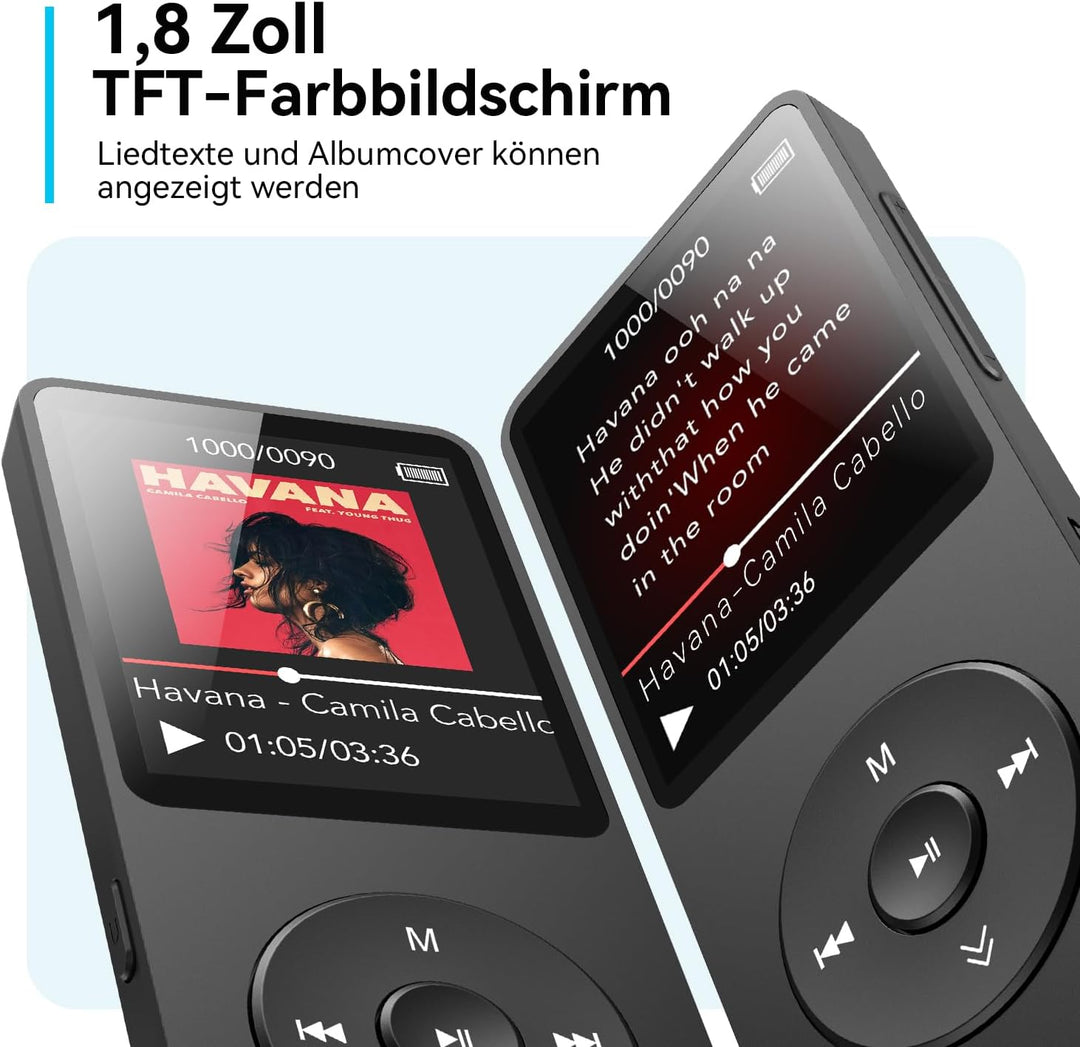 AGPTEK 64GB MP3 Player Bluetooth 5.3, Tragbarer Player mit Lautsprecher, 40 Stunden Akkulaufzeit Mus