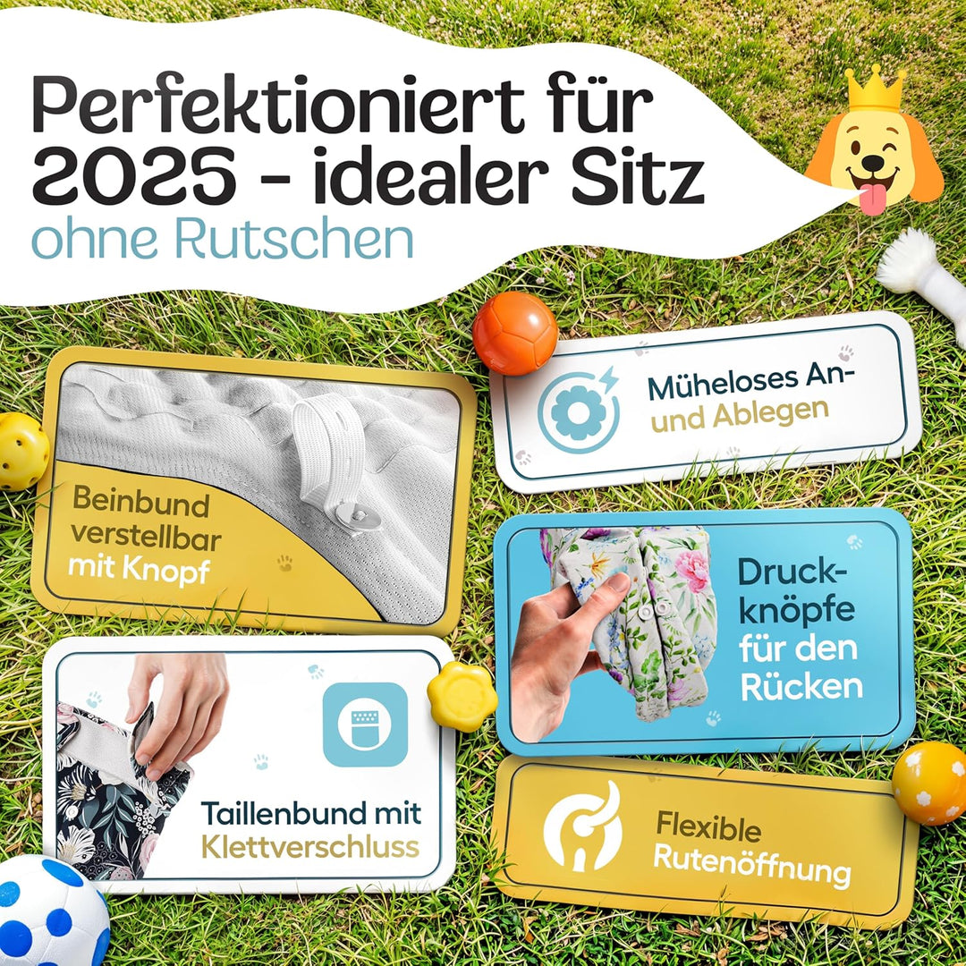 HUND IST KÖNIG® Hundewindeln für Hündinnen [3 STK] Saugstarke Läufigkeitshose für Hündinnen 3-Fach j