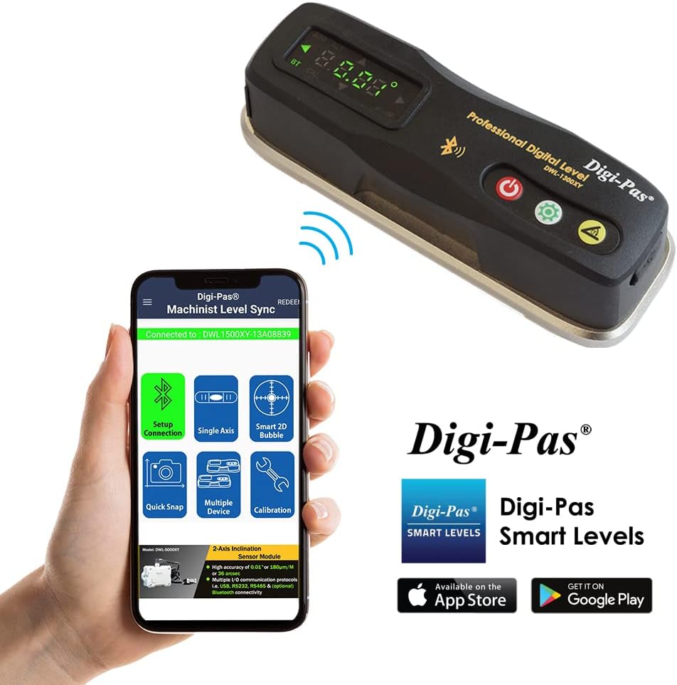 Digi-Pas 2-Achsen-Präzisions-Messgerät DWL1300XY, Bluetooth (0,2 mm/M), 15 cm Schwarz, Schwarz