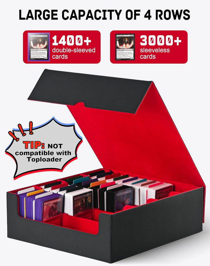 ZLCA Trading Card Storage Box, Commander Card Deck Case Holds 2400+ Cards, MTG Deck Box mit 4 Stopfe
