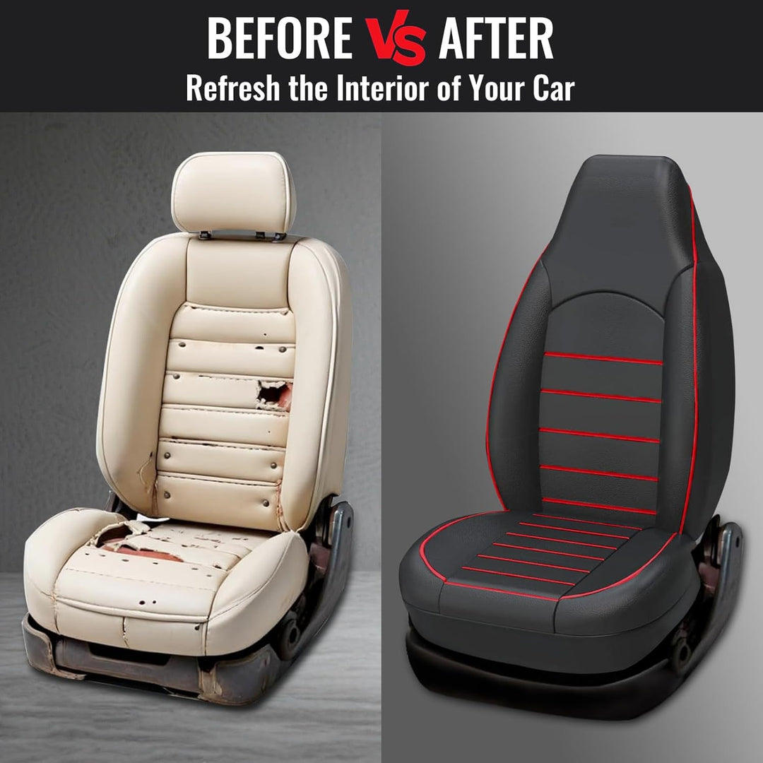 AUTOYOUTH Sitzbezüge Auto Vordersitze Universal Auto-Schonbezüge PU-Leder Sitzschoner Schwarz rot fü