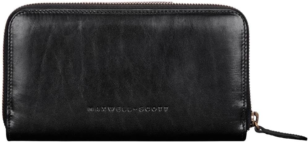 Maxwell Scott - Personalisierte Luxuriöse Damen Leder Geldbörse mit Reissverschluss - Handgefertigt