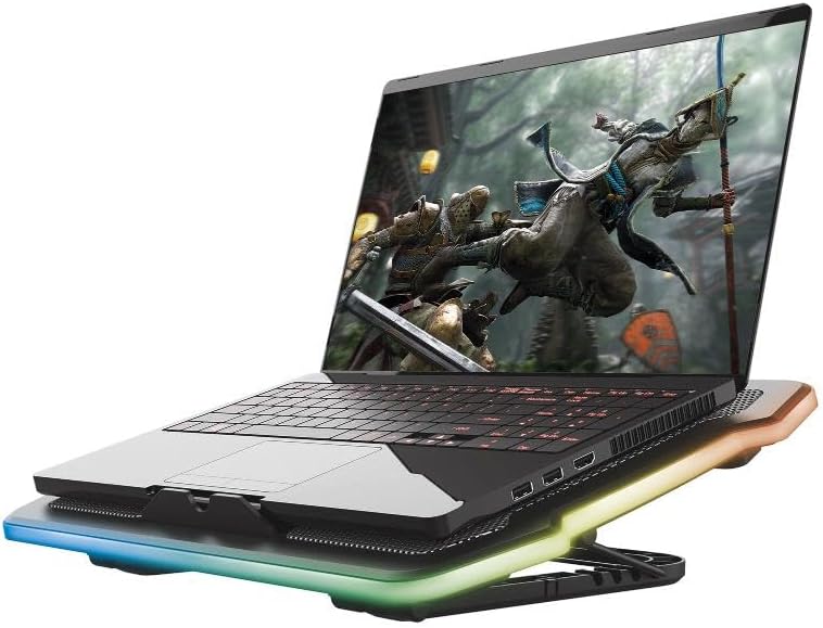 Trust Gaming GXT 1126 Aura Laptop-Kühlständer mit Mehrfarbiger Beleuchtung für Laptops bis 17,3", Ei