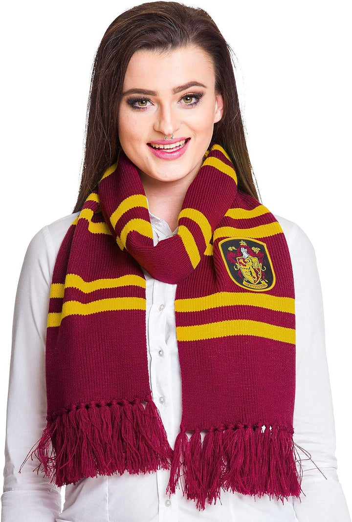 Elbenwald Harry Potter Schal in Hogwarts Hausfarben und Fransen 24 x 170 cm verschiedene Designs Rot