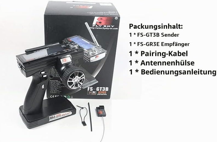 WANGCL RC FS GT3B Funksender Empfänger 2,4 GHz LCD-Sender mit FS-GR3E 3-Kanal-Empfänger für RC Car B