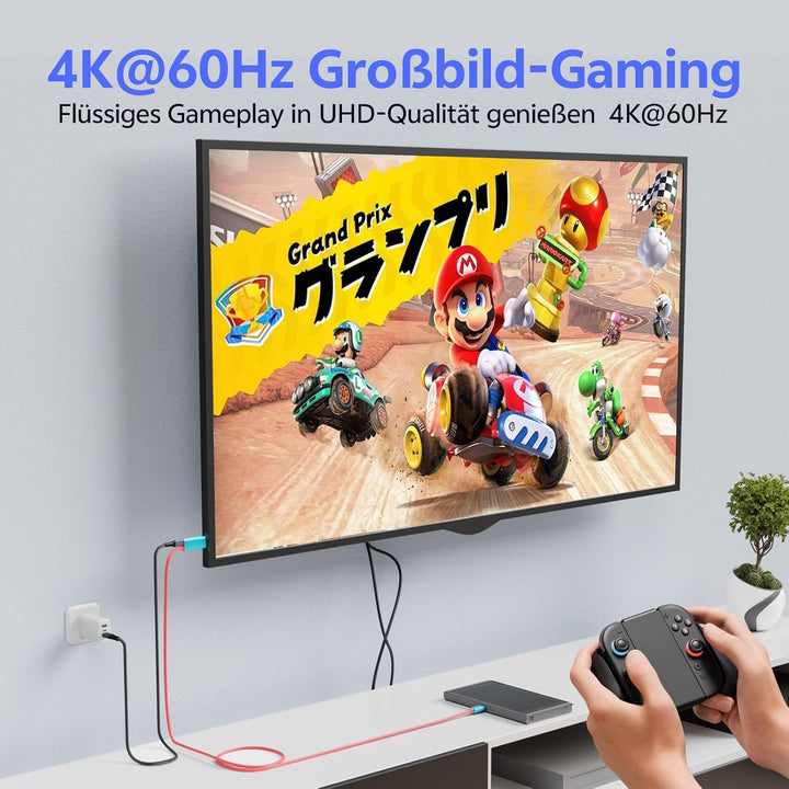 USB C auf HDMI Kabel Adapter 2m, 4K@60Hz 100W PD Laden, Tragbare Dockingstation Ersatz für Switch 2/