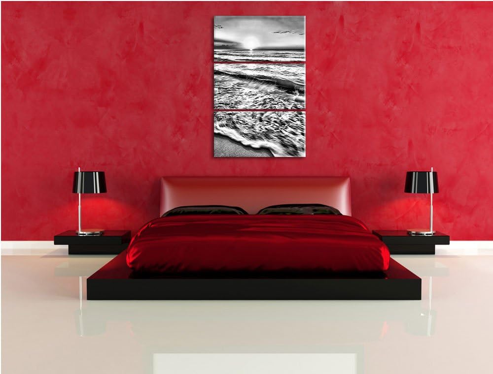 Pixxprint Meer bei Sonnenuntergang als Leinwandbild/Grösse: 3 Teilig (120x80) cm/Wandbild/Kunstdruck