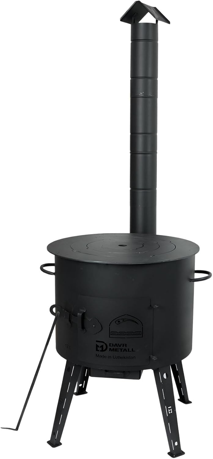 Utschak Ø40 Uchag Eintopfofen mit Schornstein Abzugsrohr Utschag Campingofen Adapter-Ringe für Kazan