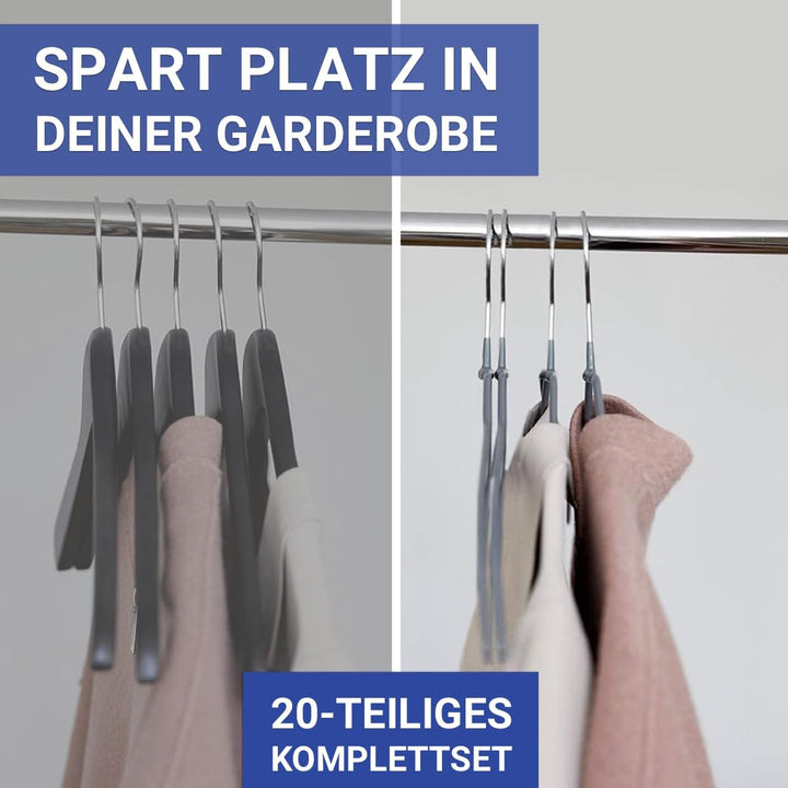 WENKO Kleiderbügel Mod. Alessia platzsparend 20er Set Formbügel für Garderobe rutschfeste Kleiderbüg