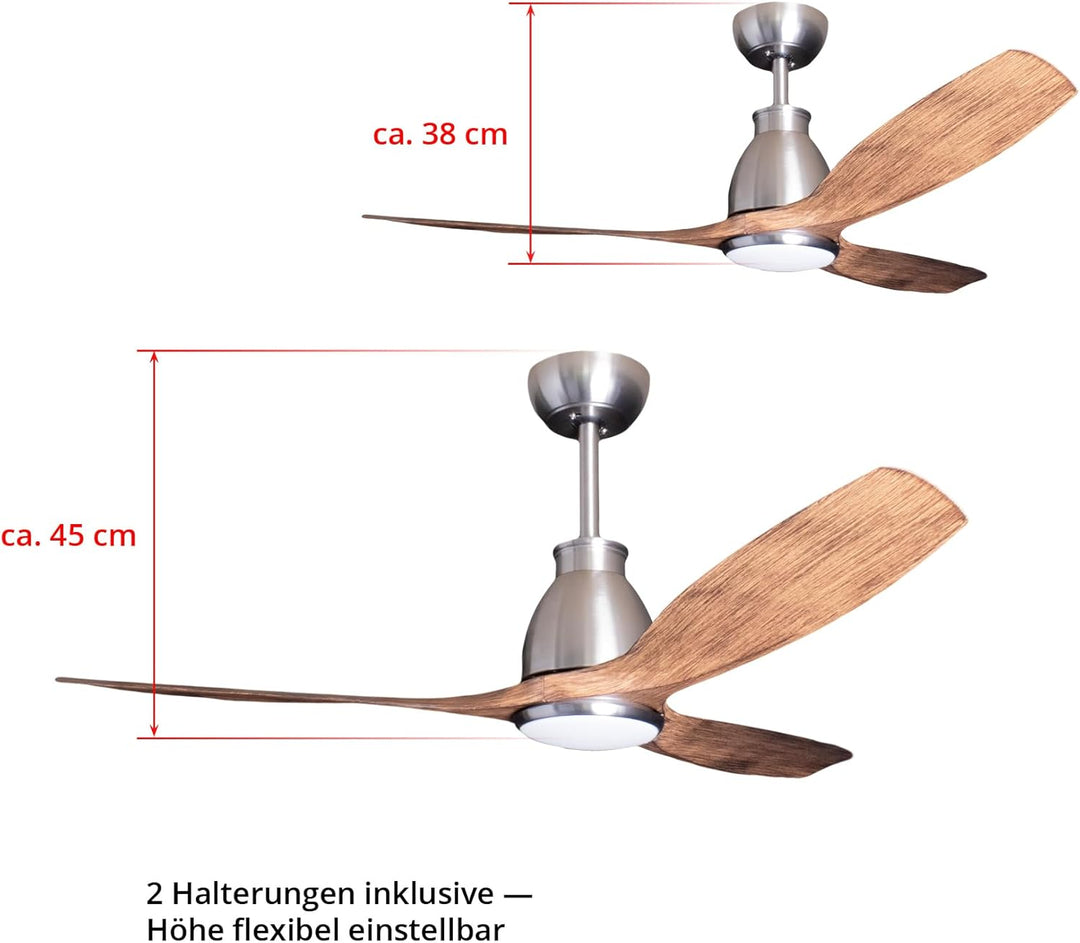 Eclipse Deckenventilator mit Beleuchtung, Leise mit 6 Windstufen, App und Fernbedienung, Sommer und