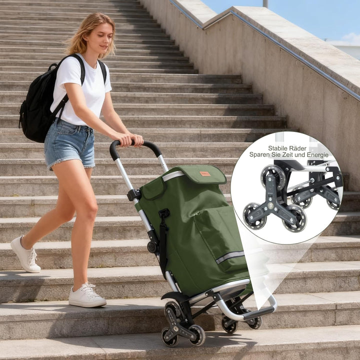Sekey Einkaufstrolley Treppensteiger mit 3 Rädern, 3in1 klappbarer Einkaufswagen für Senioren – kein