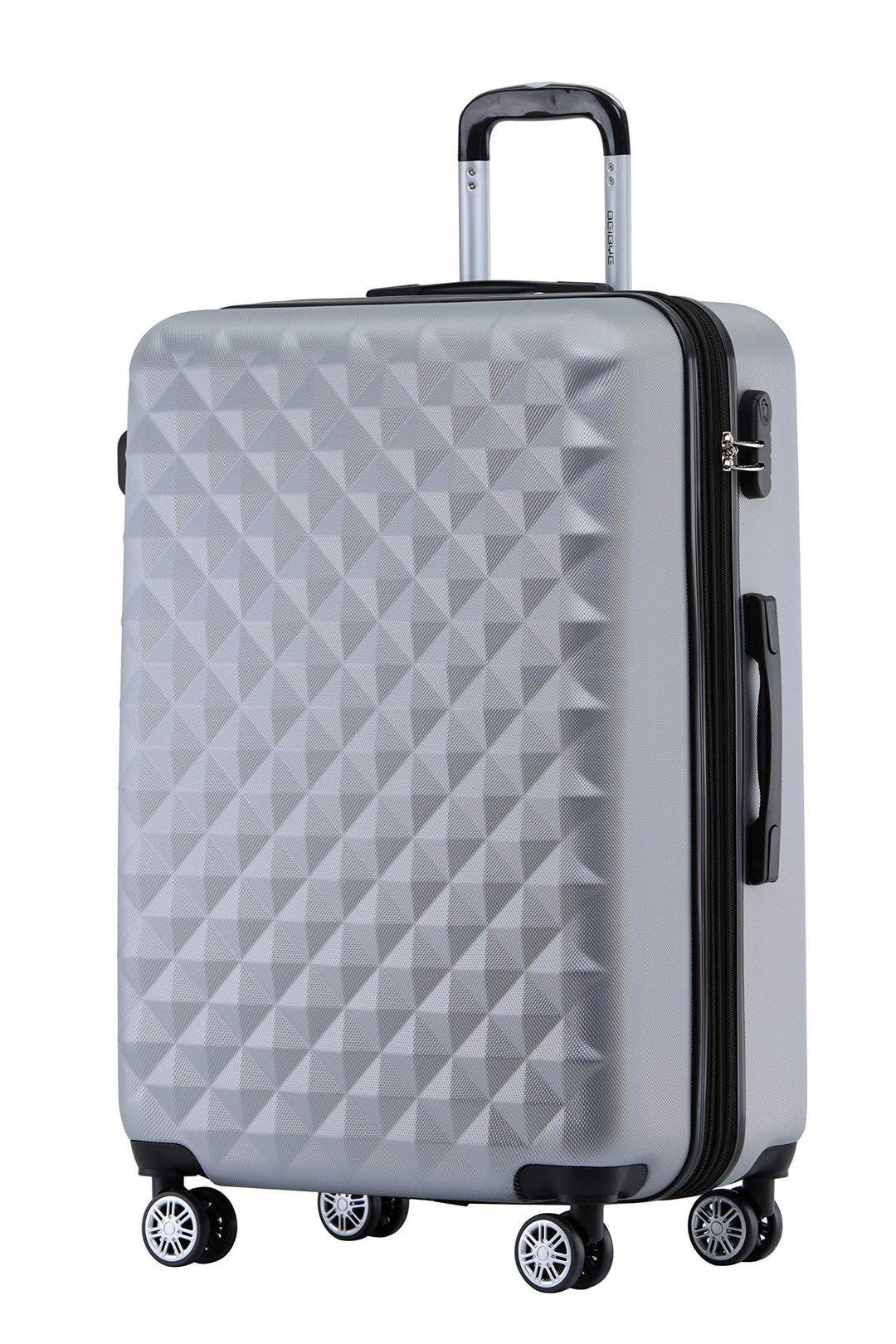 BEIBYE Zwillingsrollen 2066 Hartschale Trolley Koffer Reisekoffer Gepäck M-L-XL-Set (Silber, XL) Sil