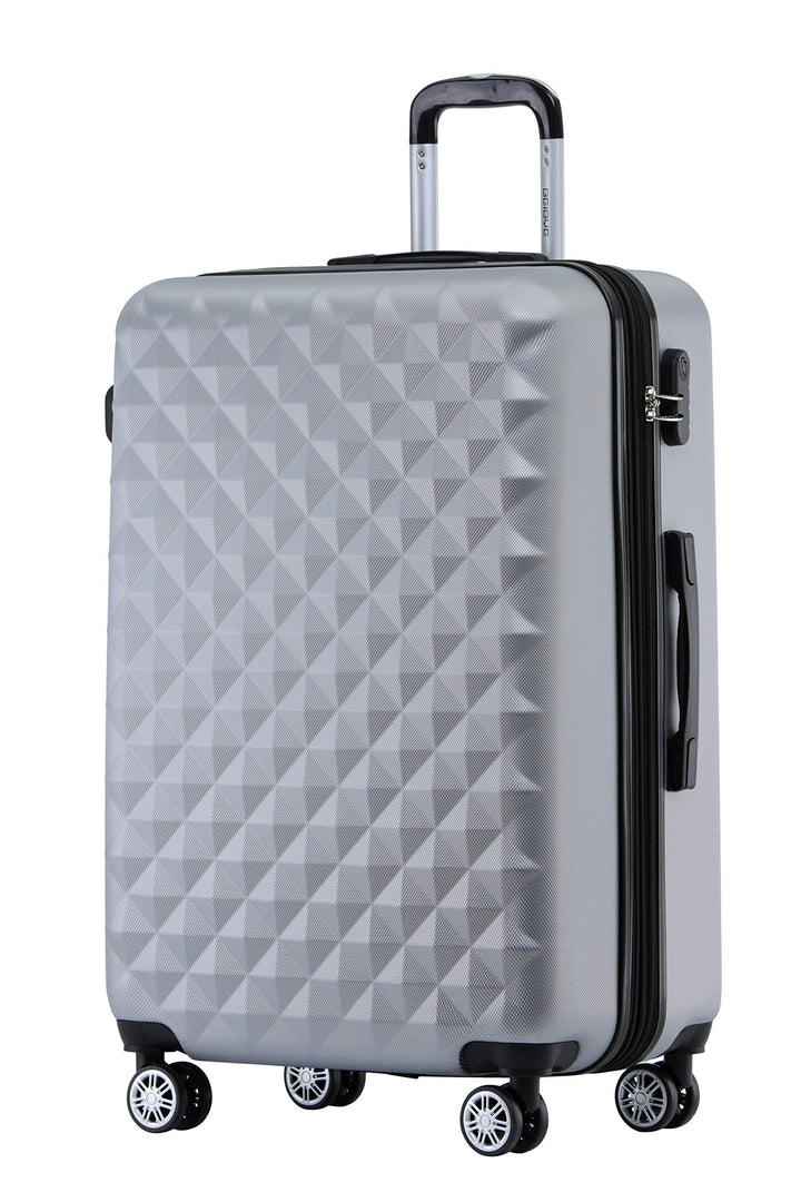 BEIBYE Zwillingsrollen 2066 Hartschale Trolley Koffer Reisekoffer Gepäck M-L-XL-Set (Silber, XL) Sil