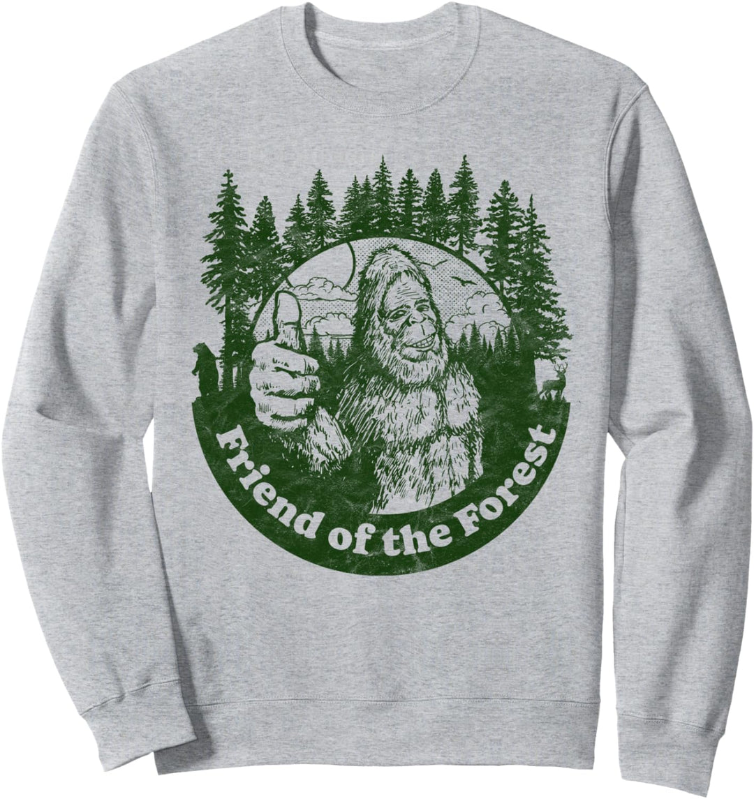 Friend of the Forest Funny Bigfoot Nature Thumbs Up Tree 80s Sweatshirt