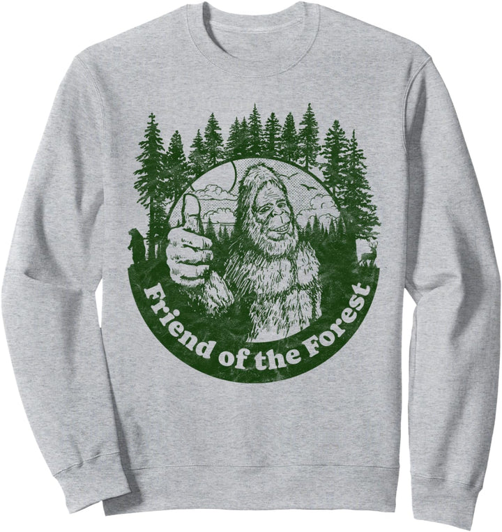 Friend of the Forest Funny Bigfoot Nature Thumbs Up Tree 80s Sweatshirt