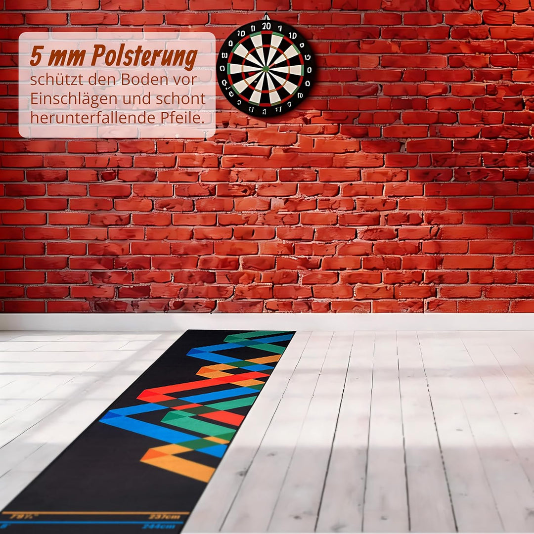 Relaxdays Dartteppich, mit Oche Abwurfline, Dartmatte, BT: 60x260 cm, Farbe | rutschfest, Bodenschut
