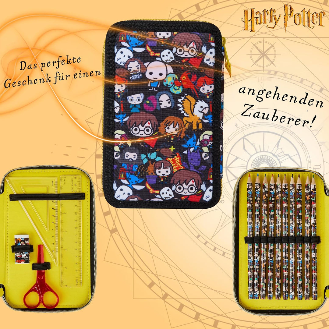 Harry Potter Federmäppchen, Kollektion von Schule Zubehör, Polyester Etui, 1 Stück Federpenal, 2-Fac