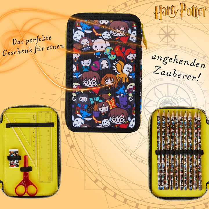 Harry Potter Federmäppchen, Kollektion von Schule Zubehör, Polyester Etui, 1 Stück Federpenal, 2-Fac