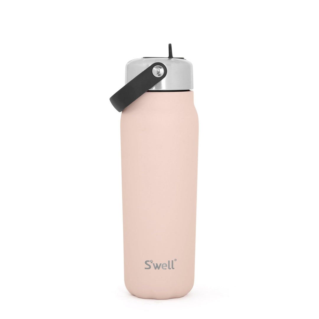 S'well Explorer Flasche aus recyceltem Edelstahl mit Klapp-Trinkhalm-Deckel, 700 ml, Stil rosa Himal
