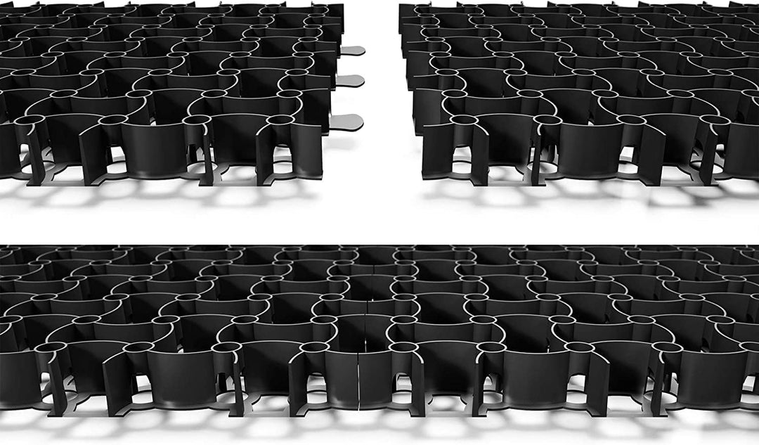 BigDean 20x Rasengitter Paddockplatte SCHWARZ 50x50 cm Rasenmatten Rasenwaben Kiesgitter Parkplatzra