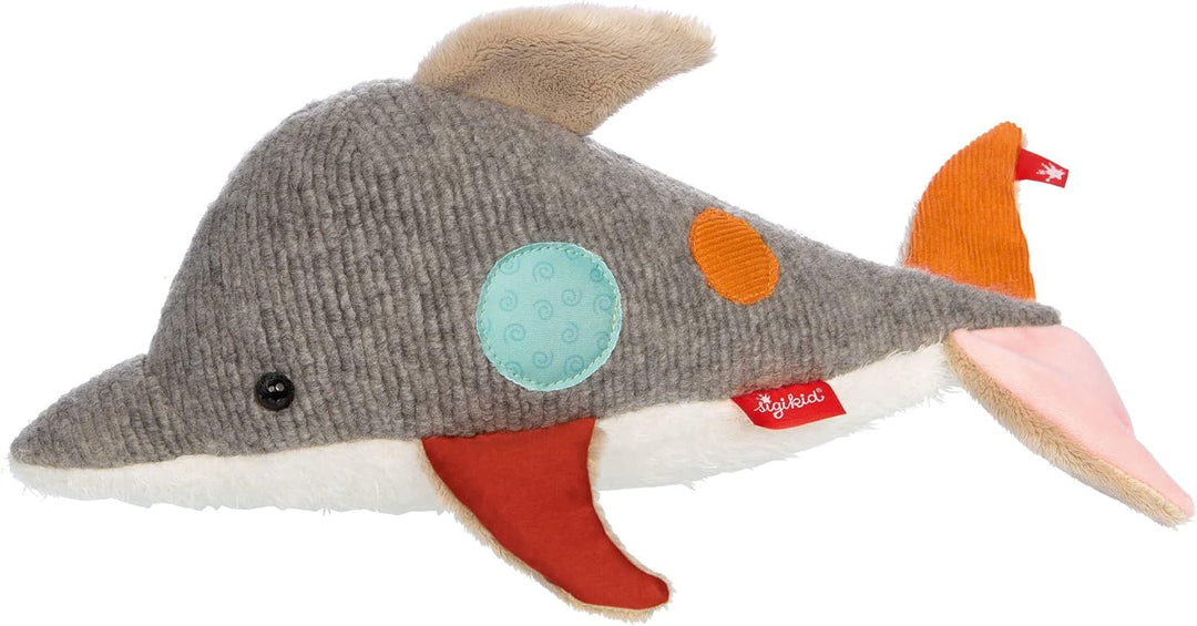 sigikid 43221 Kuscheltier Delfin Patchwork Sweety, Yellow für Mädchen und Jungen von 0 bis 8 Jahren