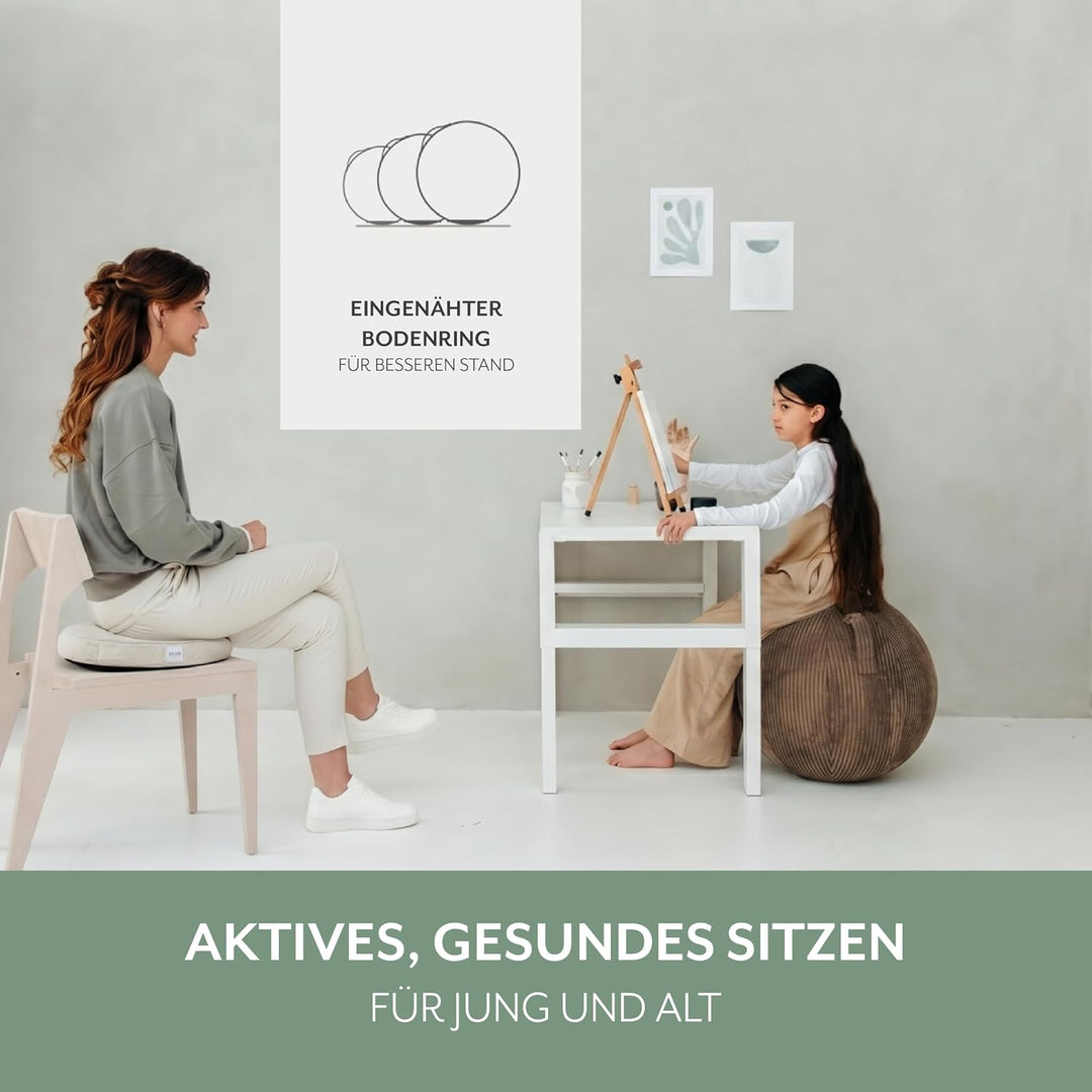 VLUV® BOL VLIP Sitzball Büro Ergonomisch [Atmungsaktiv mit Tragegriff und Wegrollschutz] Waschbarer