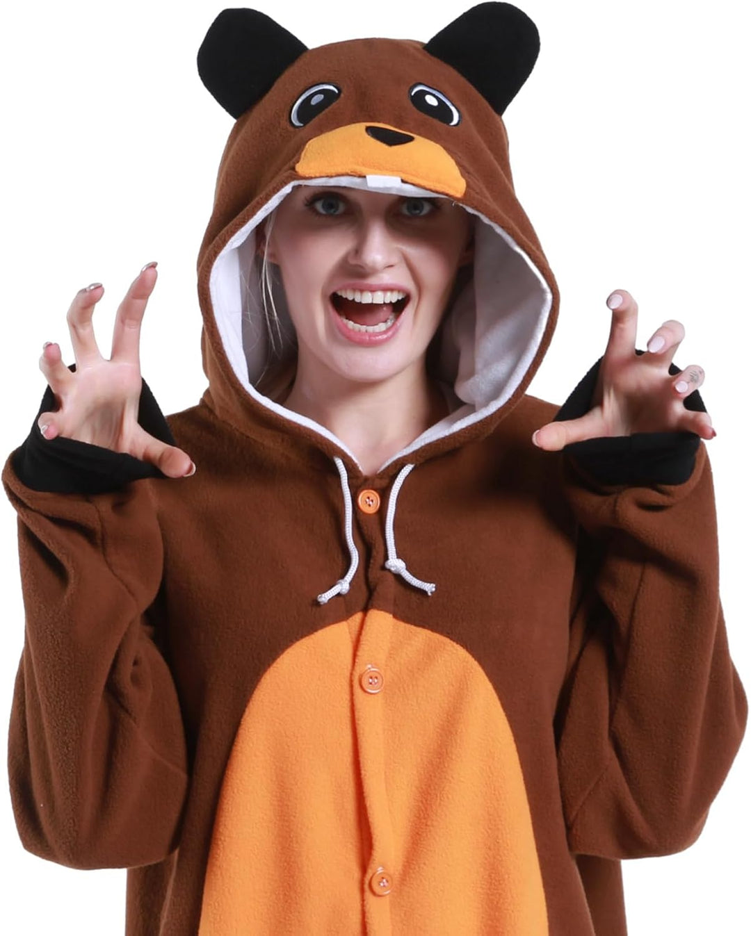 Guturris Biber Kostüm Pyjamas Tier Nachtwäsche Halloween Cosplay Kostüme Schlafanzug für Damen Herre