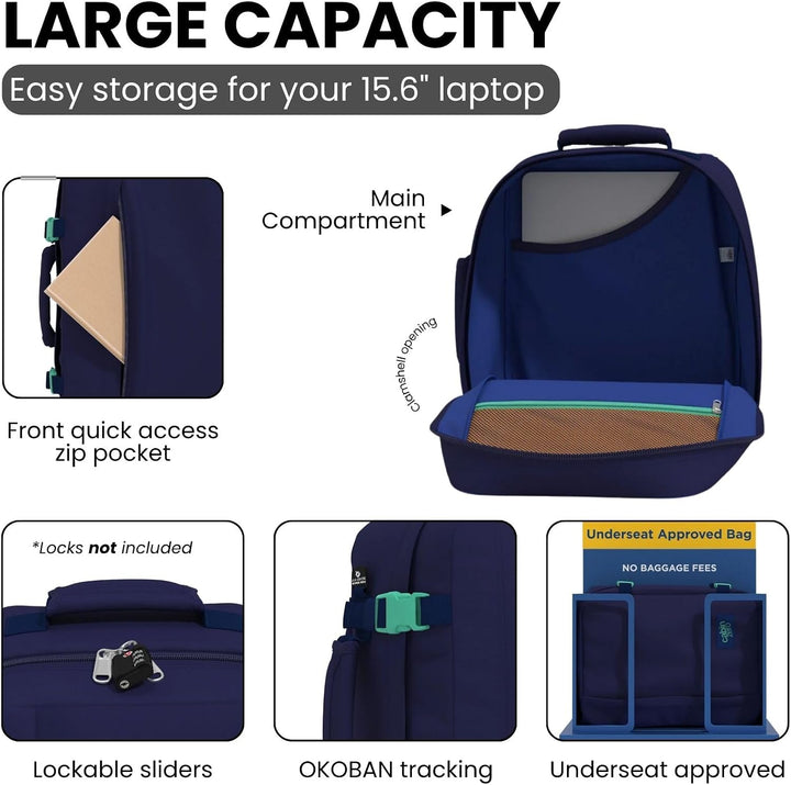 Cabinzero Unisex Rucksack, Deep Ocean